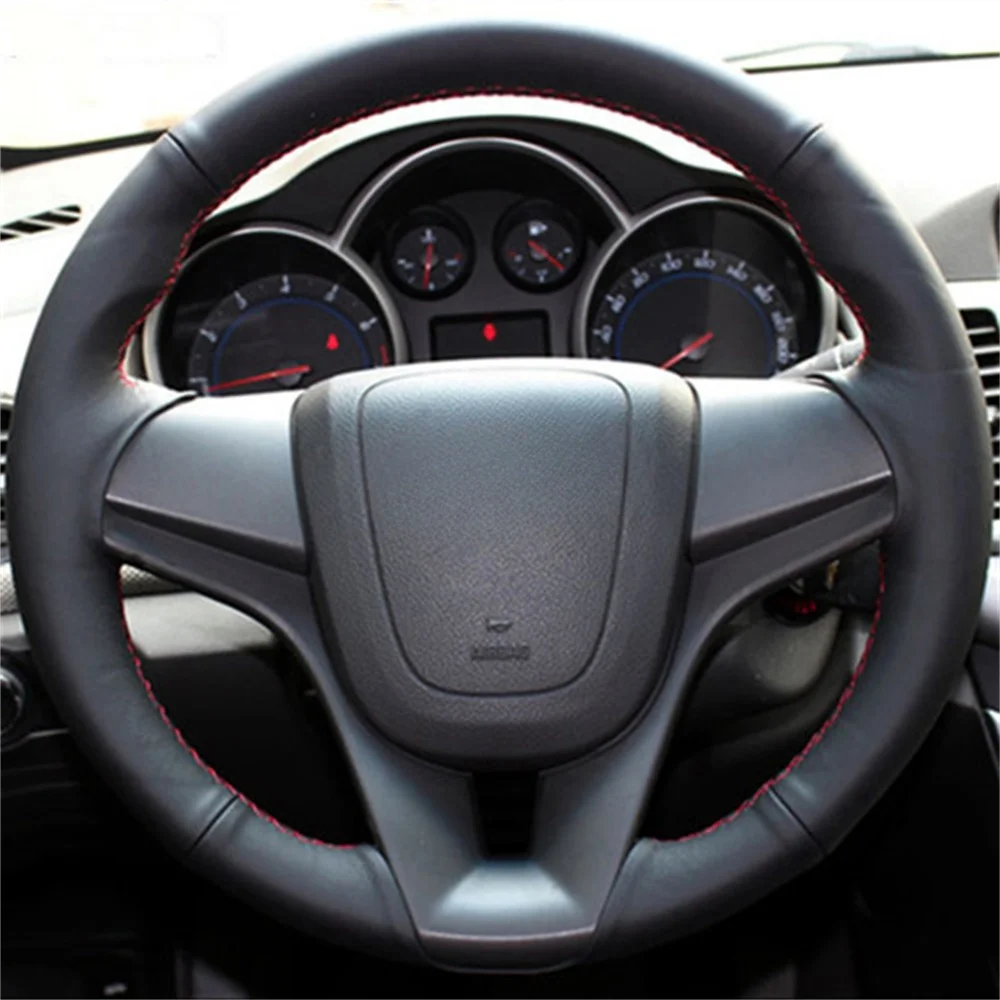 Customization DIY Black Genuine Leather Special Breathable Fashion Wear Steering Wheel Cover For Chevrolet Cruze 10-12 Models