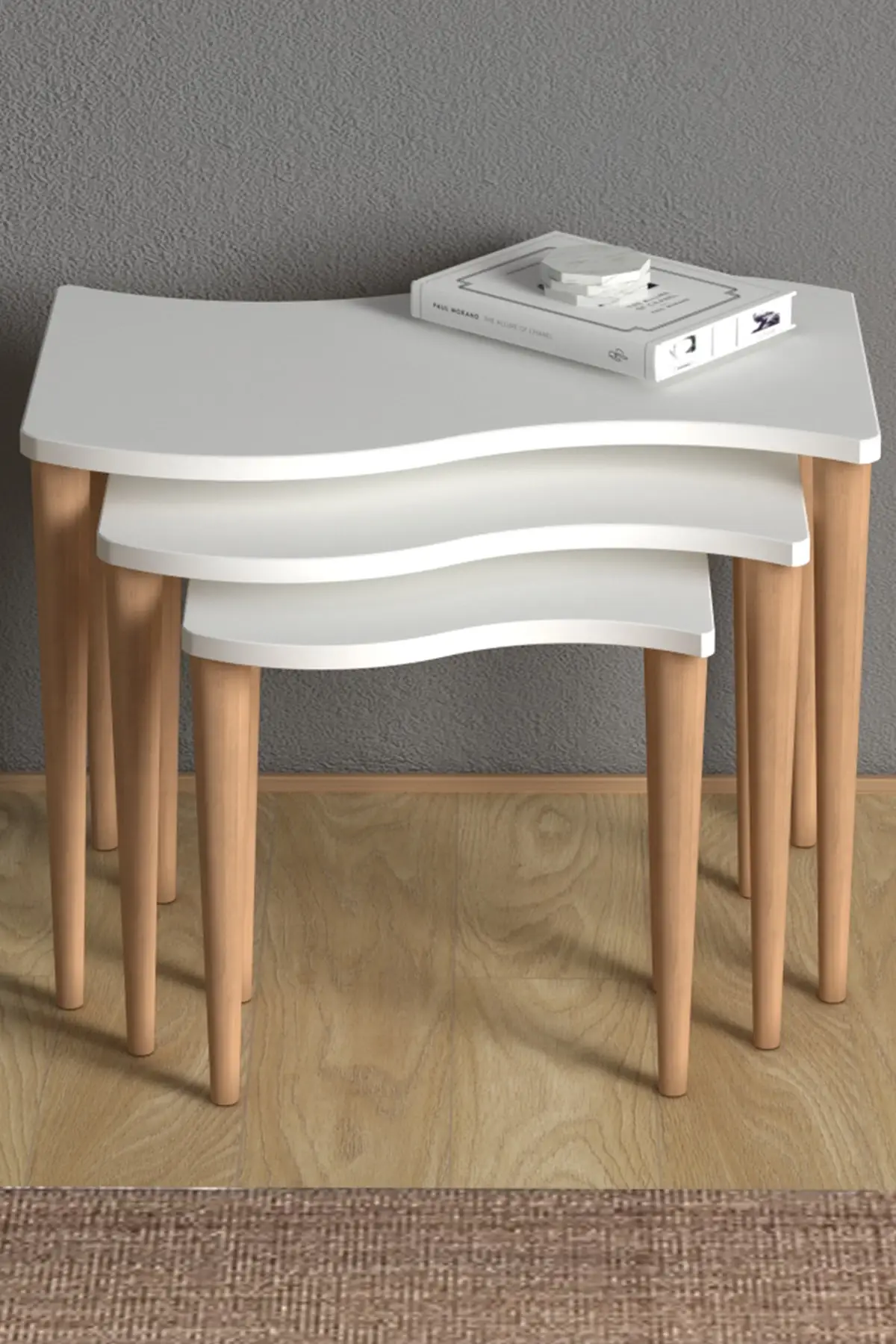 Gofrato 3'lü Zigon coffee table White