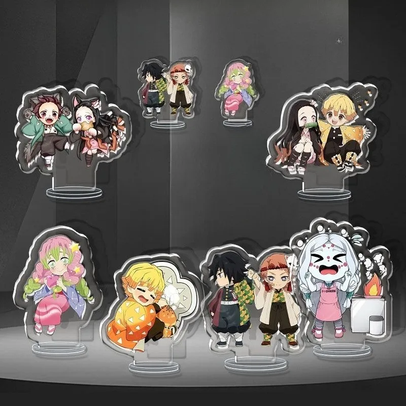 Demon Slayer Acrylic Stand Figure Kochou Shinobu Hashibira Inosuke Anime Peripheral Cute Cartoon Q Version Desktop Ornament view 5