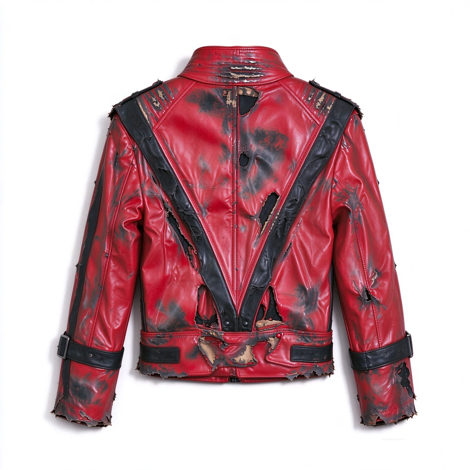 Halloween Handmade Rare Michael Jackson Thriller Costumes with Broken Scorched Jacket for Kids Boys Red Coat Christmas