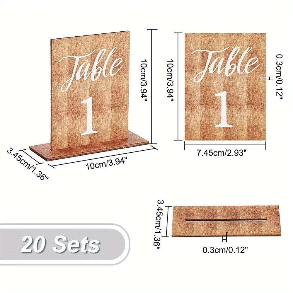 Decoration Double-Sided Wedding Table Numbers Durable Numbers 1-20 Table Number Signs Vintage Texture Number Cards Party