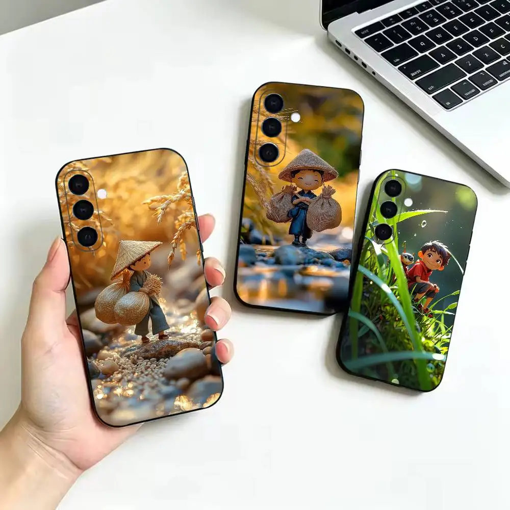 Cartoon Boy Forest Nature Soft Silicone Protective Cover, Suitable for Samsung Galaxy A02S,A12-A52,A21S,A31,A41,A51,A71-A73,A30S