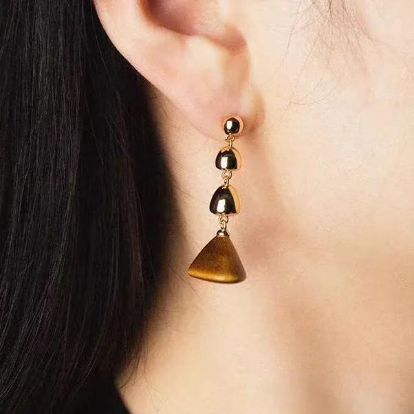 

Jenny&dave Triangular Natural Water Grass Agate Spherical Earring Earrings Jewelry Earrings Women's Earrings Ear Cuffs