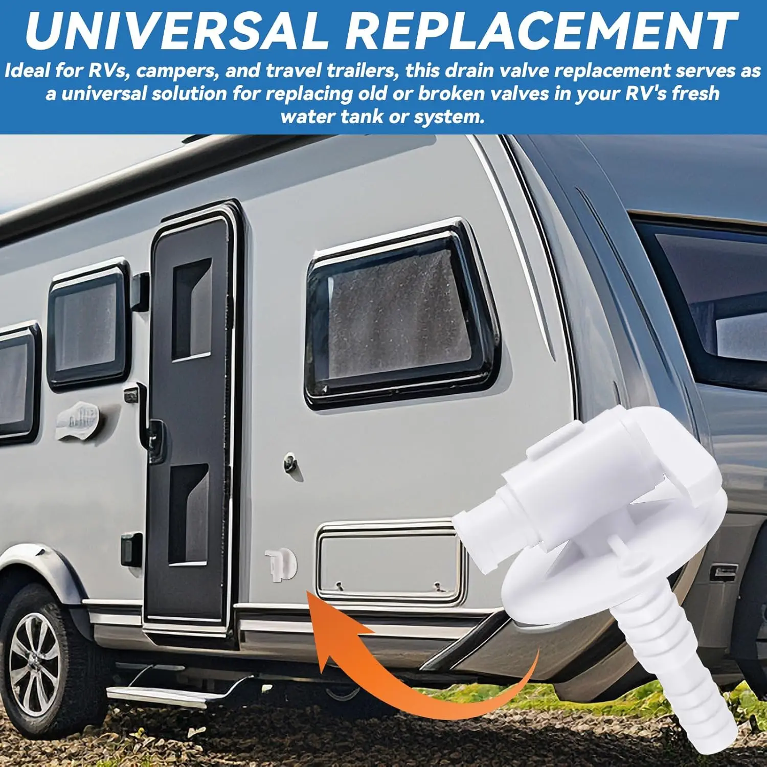 

1PC RV Water Tank Replacement Drain Valve Suitable For RVs RVs Trailers White Suitable For 3/8 Or 1/2 Inch Hoses RV Accessories