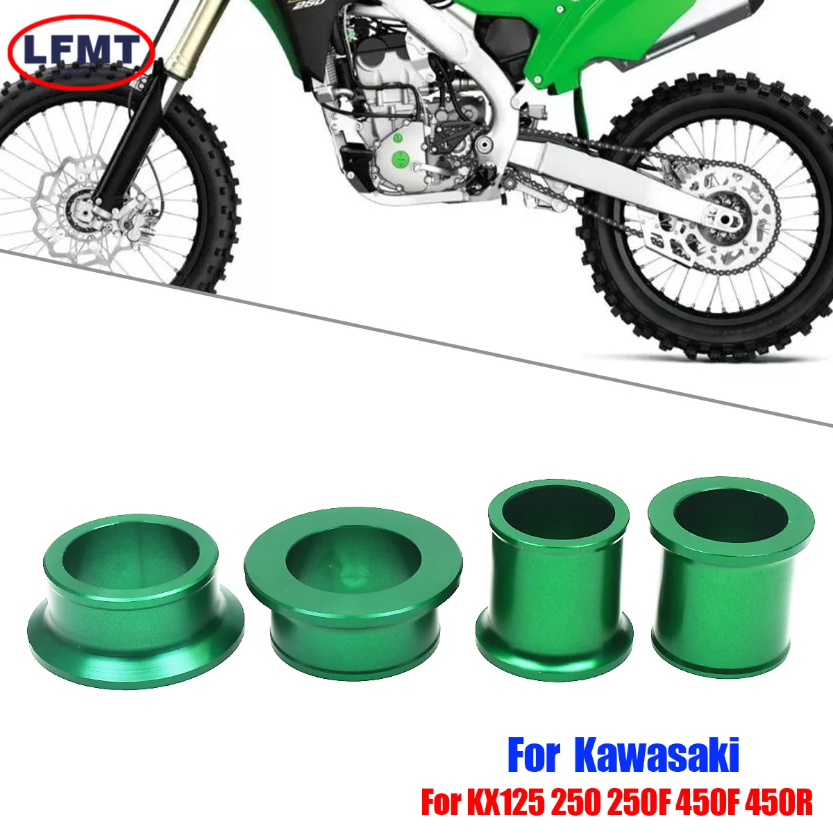 For Kawasaki KX125 KX250 Motocross CNC Aluminum Front and Rear Wheel Spacers KX250F KX450F KLX450R KX 125 250 450F Accessories