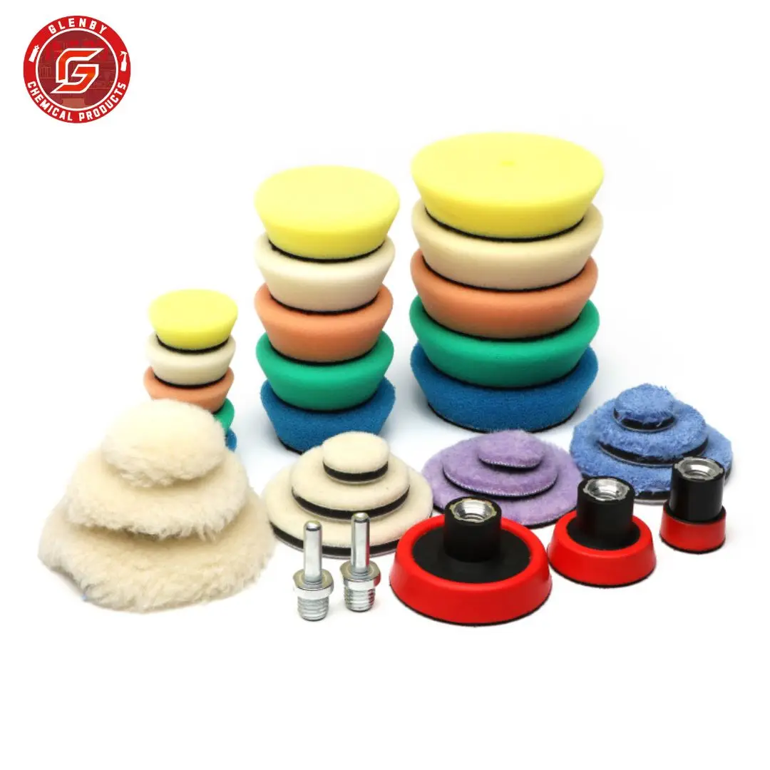 32 Pcs Mini Car Polishing Sponge Pad 1/2/3 inch Polishing Pad Kit Fine Wool Pad Waxing Sponge Car Polish Buffing Pad Kit