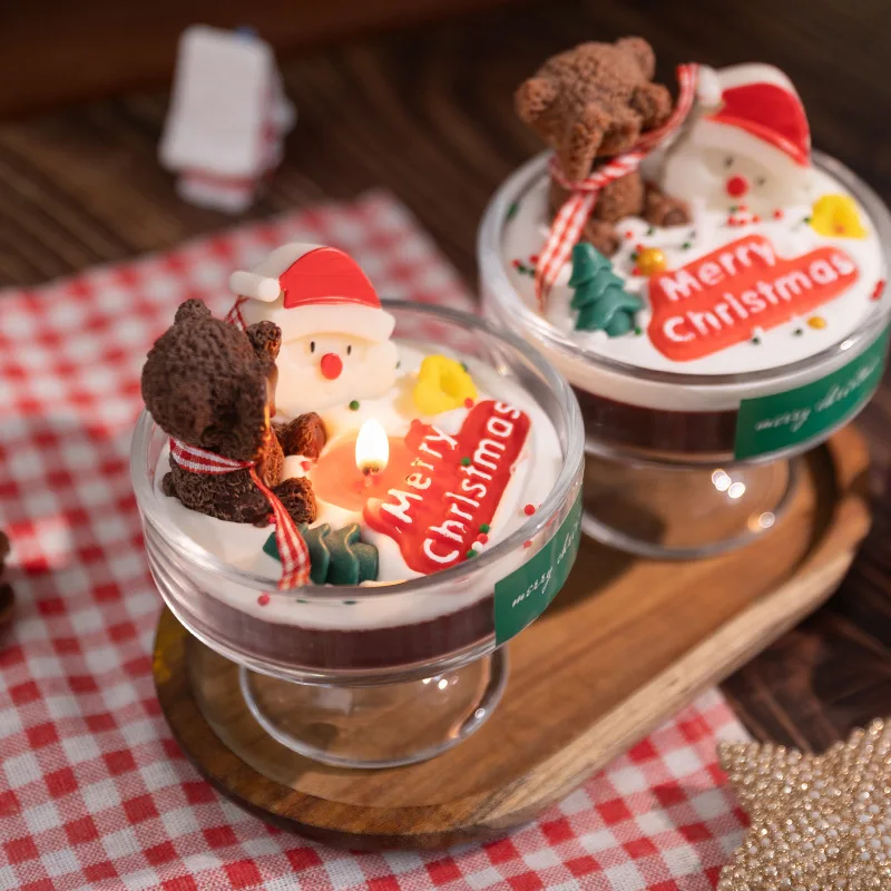 

Christmas Aromatic Candle Dessert Cup Handmade Atmosphere Gift Cute Present Aromatic Souvenir Home Decorative Candle Decoration