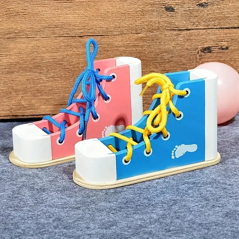 Baby Montessori Wooden Toys Learn To Tie Shoelaces Threading Game  Teaching Aids Educational Toys for Boys Girls Birthday Gift