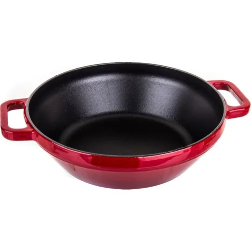 Aryıldız Cast Iron Wok Frying Pan 28 Cm Red