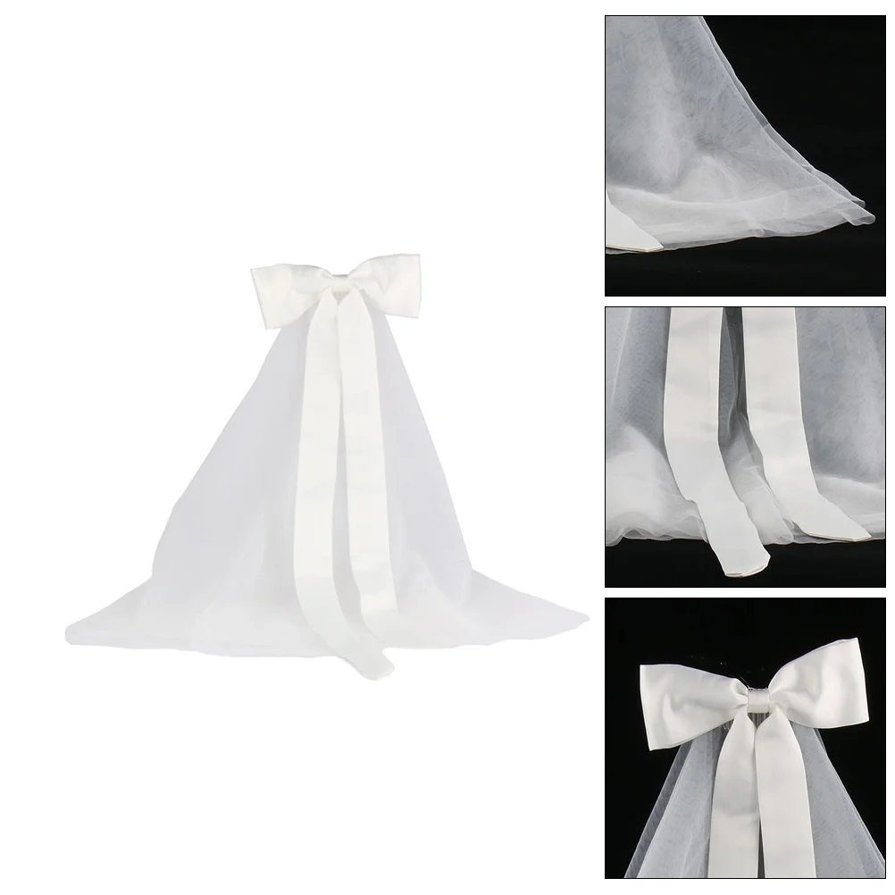 

Bridal Wedding Veil White Bow Knot Handmade Angelic Headpiece for Communion Wedding Engagement Party Beautiful Bridal Veil