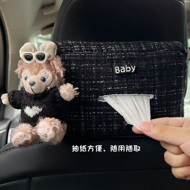 หมีน้อยน่ารักสร้างสรรค์กล่องกระดาษทิชชูรถที่นั่งด้านหลังด้านหลังถุงกระดาษแขวนภายในกระดาษทิชชูตกแต่ง