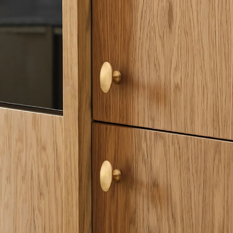 French-style brass handle for wardrobe, cabinet, and drawer, light luxury gold furniture pure copper single-hole cabinet door ha