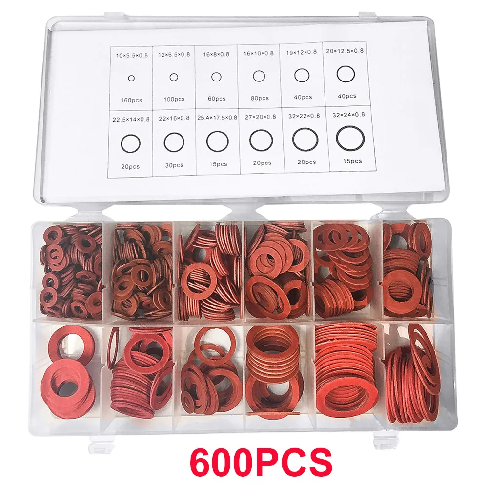 1 Kit 10x5 10x6 10x7 12x8 Steel Flat Pad Insulation Washers Red Paper Meson Gasket Spacer Insulating Spacers Kit 150pcs/set