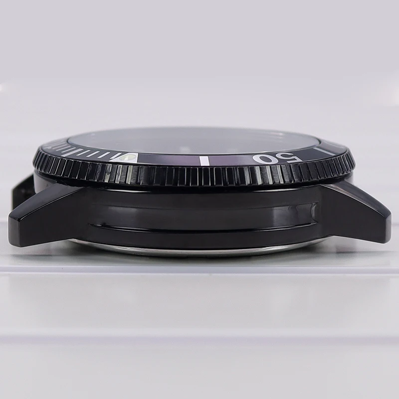 فضي/أسود 42.5 مللي متر حافظة ساعة لـ Mod Starfish T120 Nh35 Nh36 Nh34 Nh38 4R36 حركة 30.5 مللي متر قرص أحادي الاتجاه 120 نقرة #6