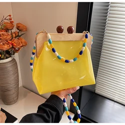 Fashion Versatile Beading Jelly Shoulder Bags Transparent PVC Unique Design Internet Celebrity Crossbody Bags for Women 2024 New