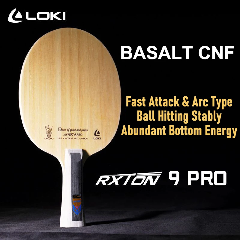 LOKI RXTON 9Pro Table Tennis Blade 5-ply Wood and 2-ply CNF Carbon Fast Attack & Arc Ping Pong Paddle for Advanced Training