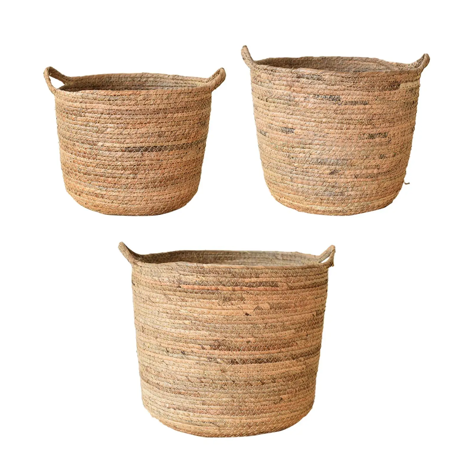 Woven Plant Basket with Handles Laundry Bag Organizer Ornament Large Capacity Plant Pot for Garden Windowsill Lawn Balcony Yard
