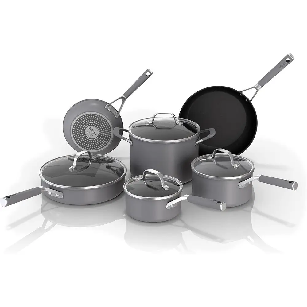 10-Piece Non-Stick Cookware Set with Comfort Grip, Frying Pan, Saucepan, Stockpot & Lids, Dishwasher and Oven Safe Up to 400°