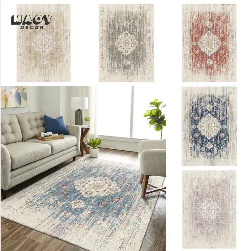 Turkey Style Vintage Persian Carpet for Living Room Sofa Tea Table Area Rug Bedroom Bedside Hallway Lounge Non-slip Floor Mats