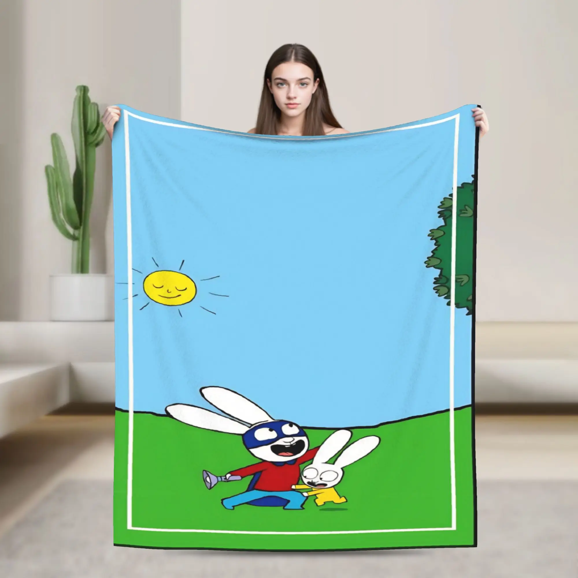 Simon Super Rabbit Stuff Blanket Lightweight Thin Fleece  Throw Blankets Comfortable Plush Thin Quilt