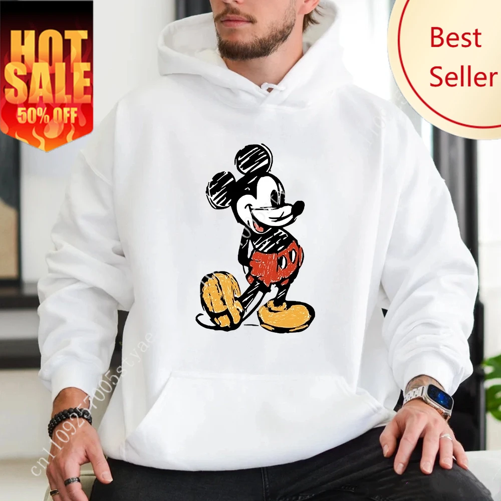 

Disney Mickey Mouse Printed Men's Hoodie for Autumn and Winter, Warm and Comfortable, Fashionable and Trendy Men's Wear