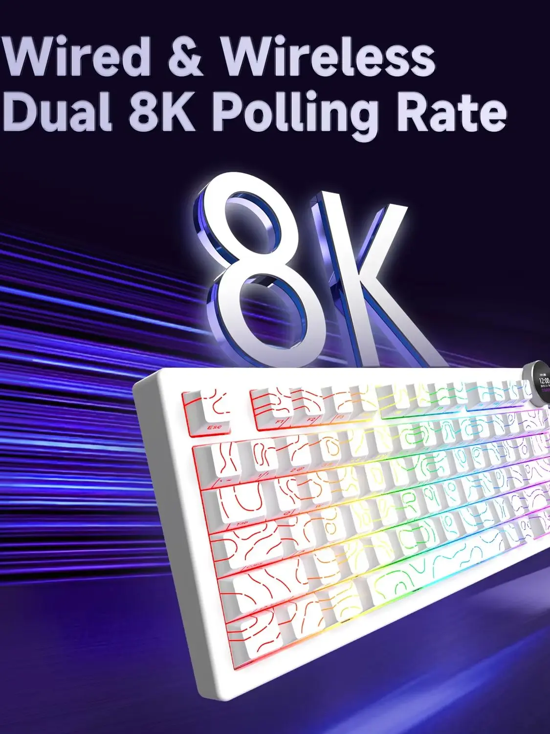 AJAZZ AK820 V2 PRO Dreifach-Modus Bildschirm Mechanische Tastatur Dual 8K RGB Anpassbare Tastatur