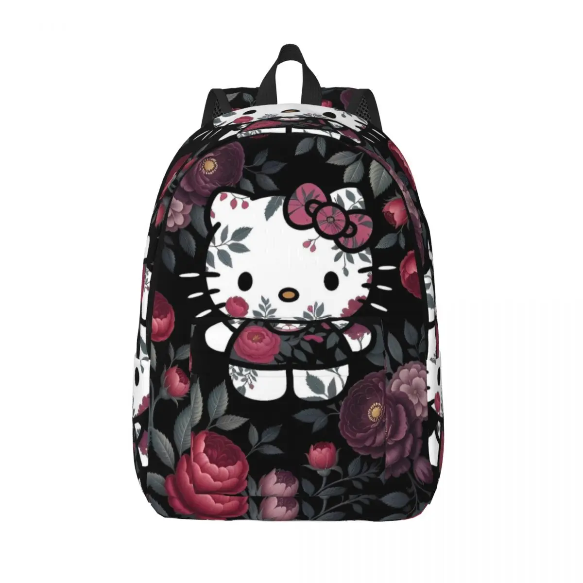 ハローキティかわいい漫画バックパック少年少女パターンバックパックポリエステルかわいいスクールバッグ大学カスタムリュックサック