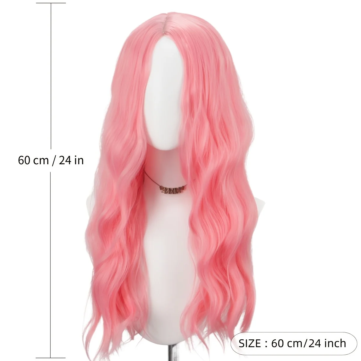 Parrucca da donna rosa con grande onda di San Valentino, parrucca sintetica lunga riccia di alta qualità