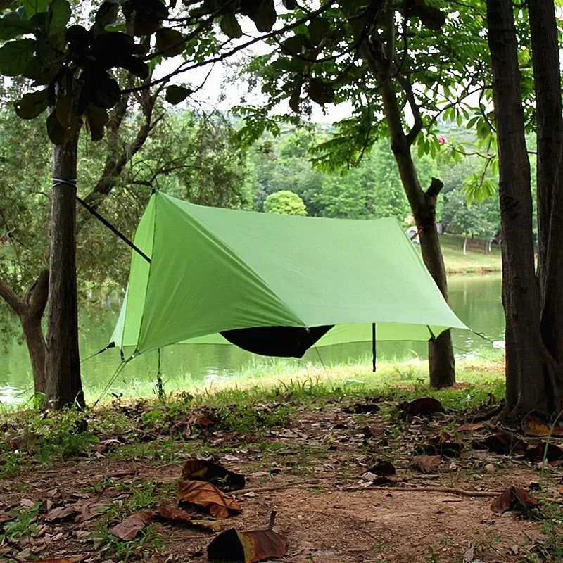 Viajante 410x290cm dossel skyscreen vida selvagem acampamento pólo menos tenda acampamento ao ar livre tapete de março dossel tapete bushcraft