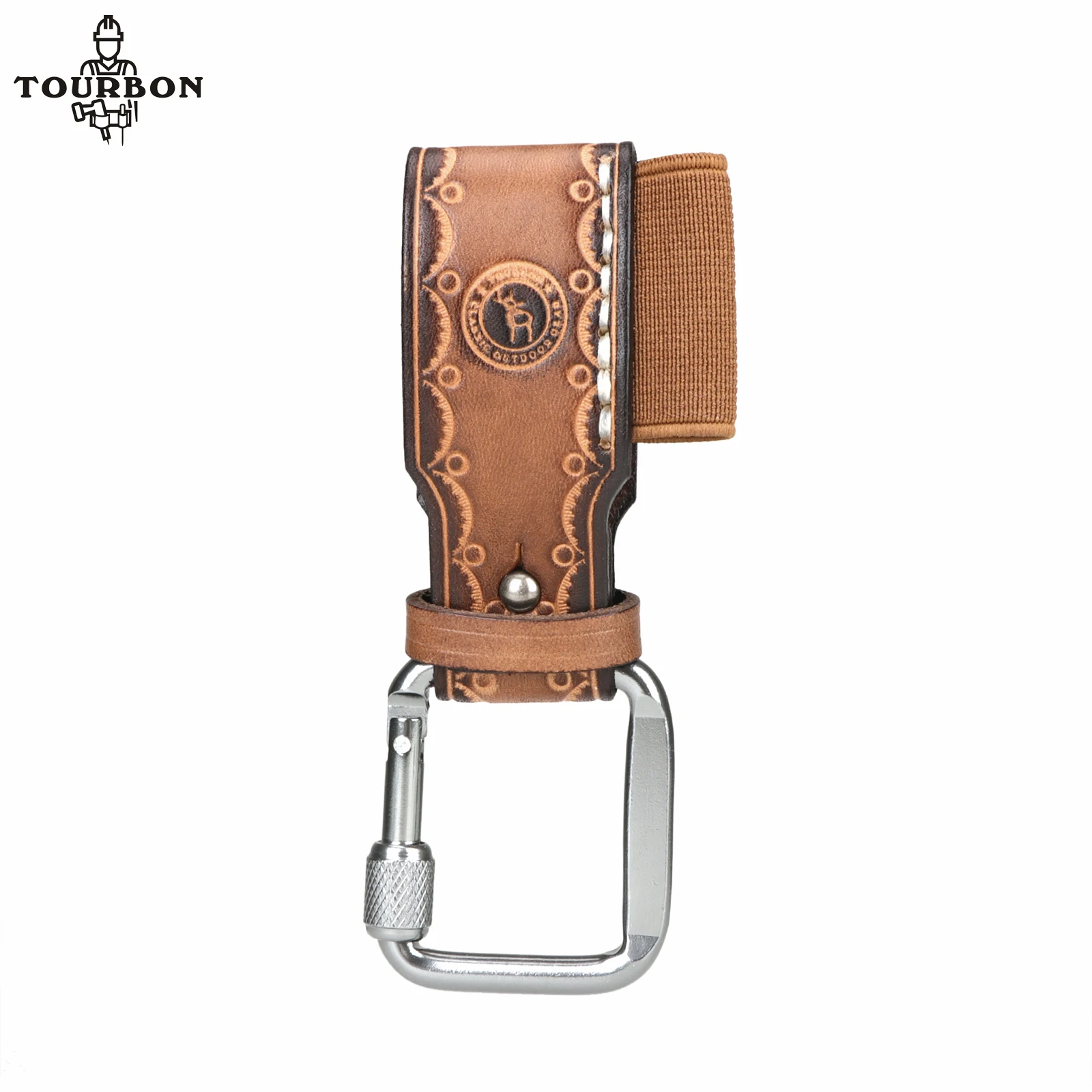 Tourbon Thick Genuine Leather Tool Holder Heavy Duty Tools Holster Belt Loop 6.5CM Key Ring Holder