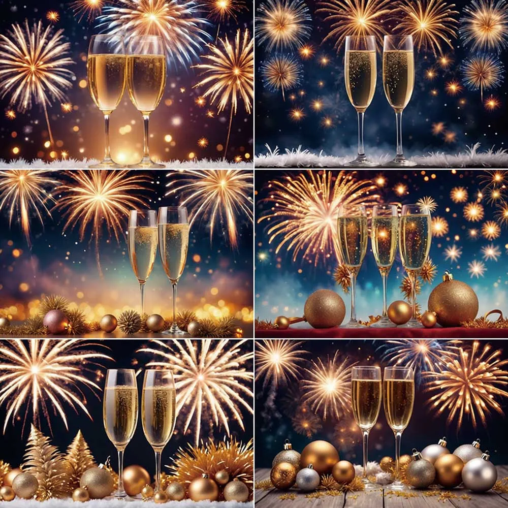 

MOON.QG 2025 New Year Banner Poster Background Spring Festival Decoration Fireworks Backdrop Home Party Photography Studio Props