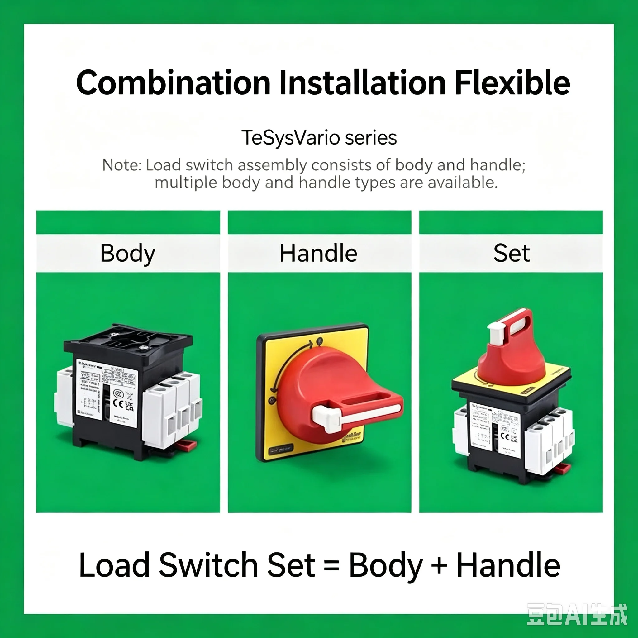 Schneider Electric Vario Series Load Switching Device Main Body with Operation Handle And Panel Compatible with VCFXGE1 VCFXGE2