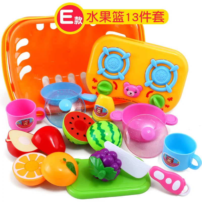 Children's home kitchen Chele vegetable cutting toy baby tableware cooking 3-6 year old girl vegetable cutting basket