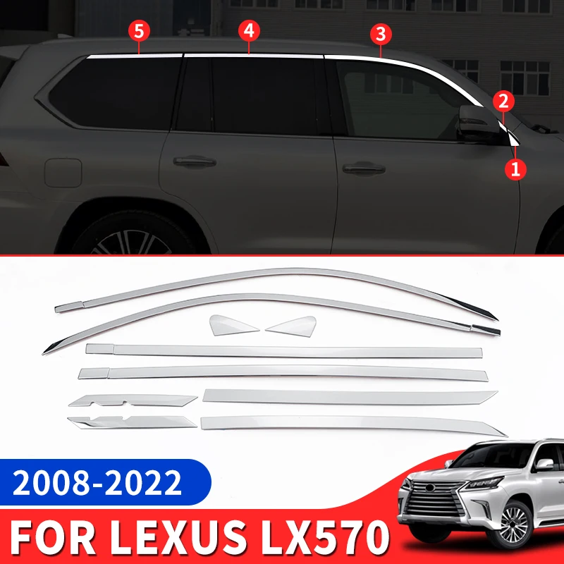 

For Lexus LX570 2008-2023 2022 2021 2020 2019 2018 Car Window Chrome Trim Strip LX 570 Exterior Upgraded Accessories Body Kit