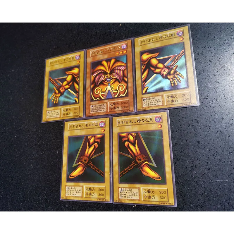 Yu-gi-oh tarjetas de juego de Anime tarjetas Flash láser DIY sellado Exodia juguetes para niños tarjetas coleccionables regalos de cumpleaños de