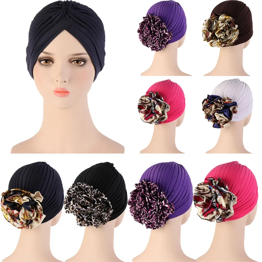 Grande Fiore Hijab Turbante Cofano Donne Musulmane Underscarf Hijab Islamico Cappello Interno Hijab Headwrap Chemio Caps Berretti Cancro Solido