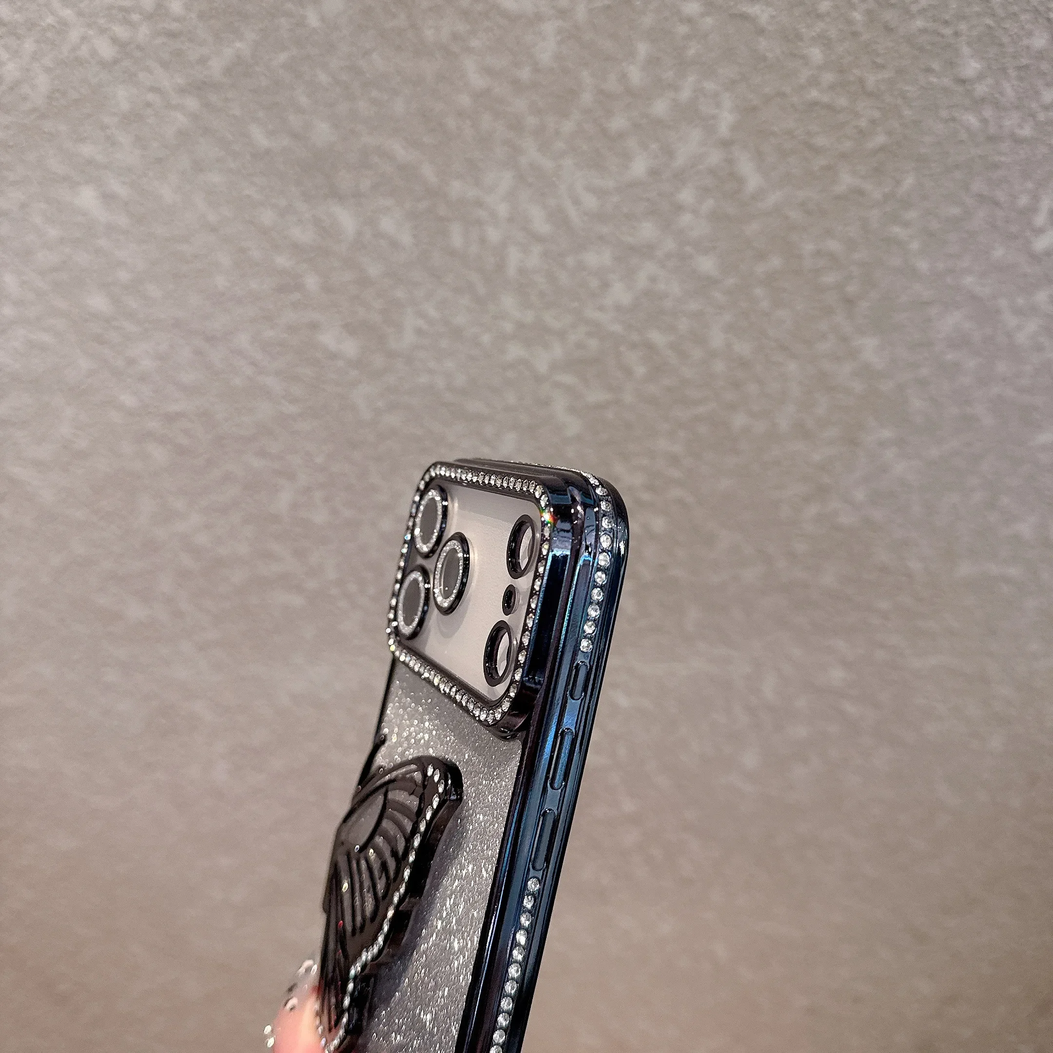 حافظة هاتف فاخرة بحجر الراين الوردي المتلألئ ثلاثي الأبعاد على شكل فراشة، لهاتف آيفون 17 برو ماكس 17 إير حافظة ناعمة واقية #3