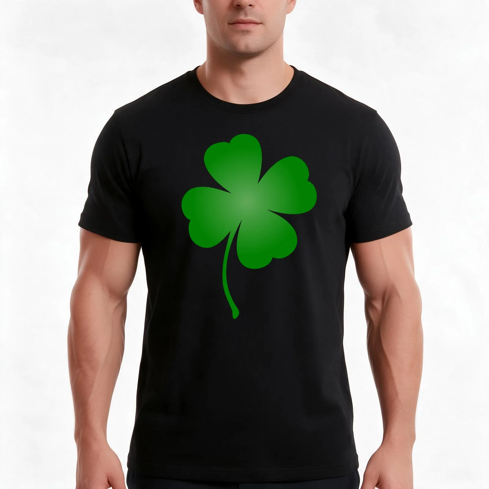 4-leaf clover T-Shirt, Summer Casual Cotton Tee, Oversized Streetwear Tops, Vintage Graphic Print, Loose Fit Short Sleeve