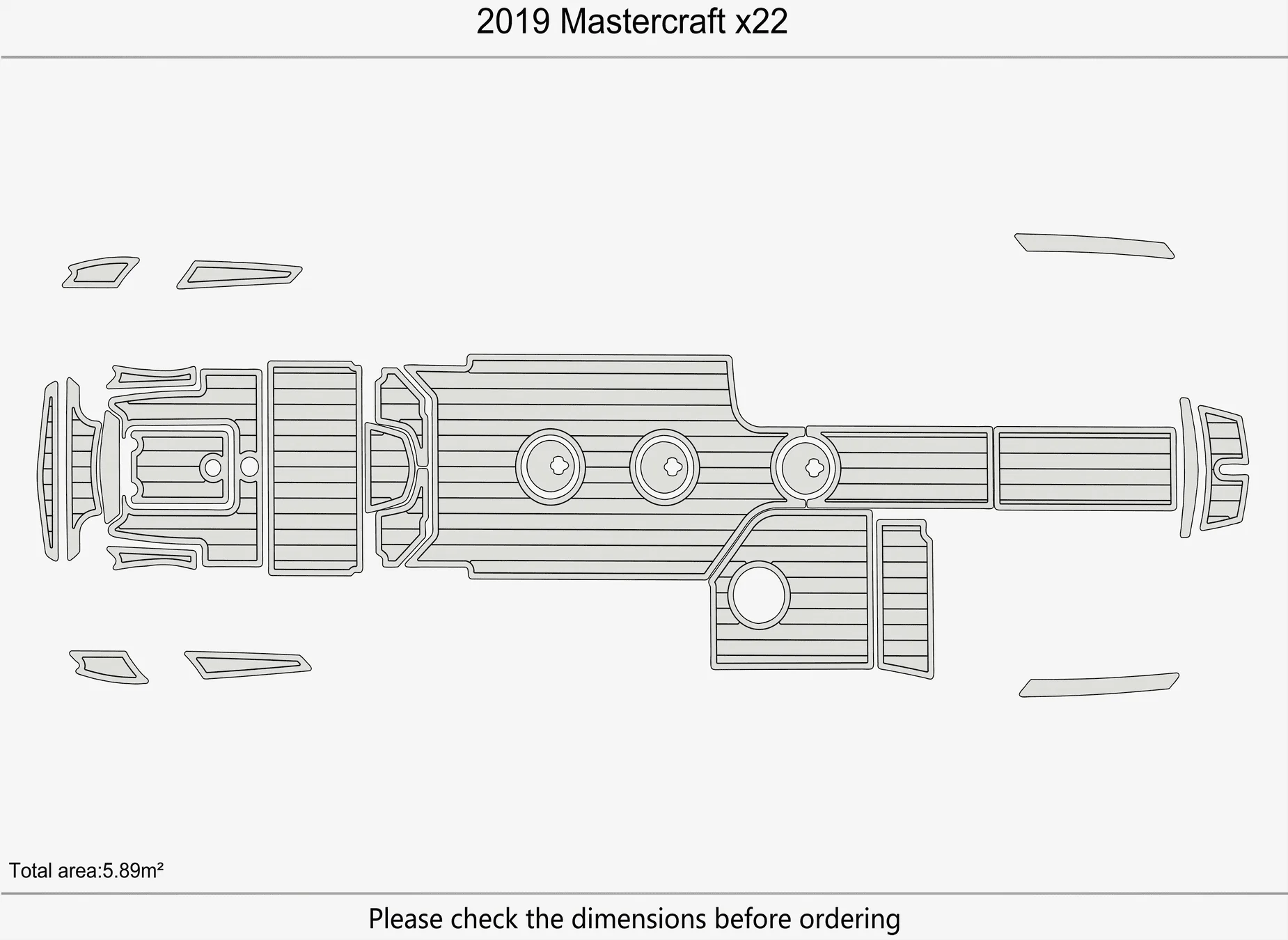 Marine Faux Teak EVA Non-Slip Mat -2019 Mastercraft  X22 Self-Adhesive 1/4" (6mm) Boat Deck Pad for Cockpit & Deck - view 3