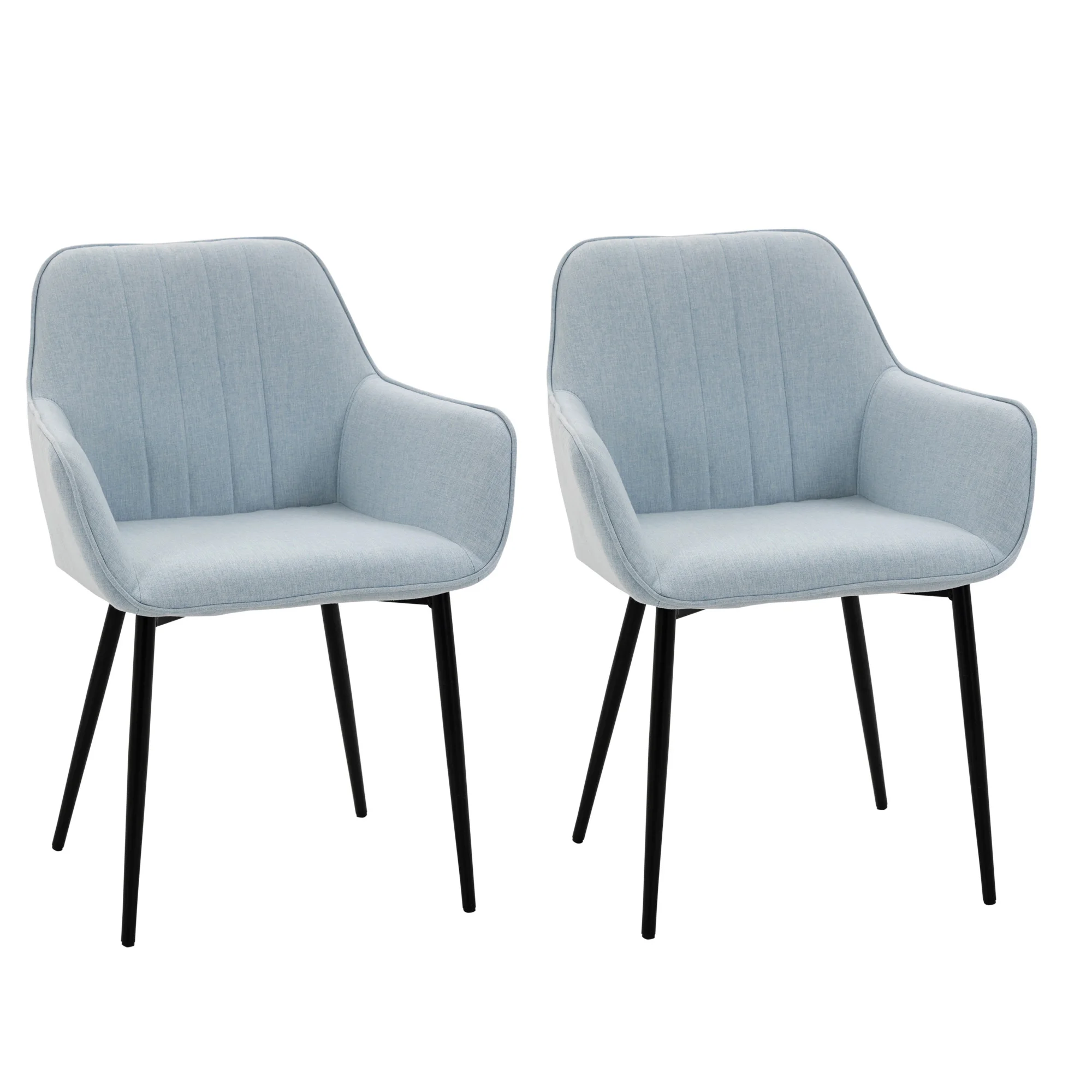 HOMCOM Set of 2 Decorative Dining Chairs Upholstered in Breathable Linen with Ergonomic Backrest 59,5x56,5x81 cm