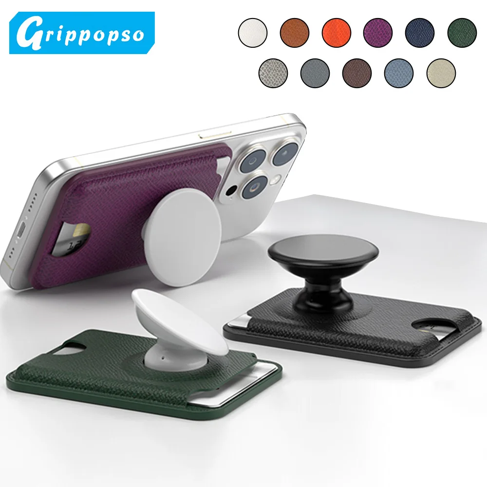 Grippopso Luxury 3 w 1 dla Magsafe Skórzany portfel na kartę telefoniczną Gniazdo dla Sangsung Xiaomi Huawei iPhone Telefon komórkowy