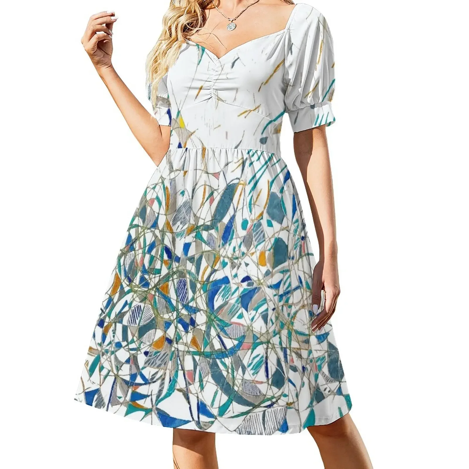 

Blue pieces flutter Short-Sleeved Dress Womens dresses dresses for womens 2025 Long dress woman Casual dresses