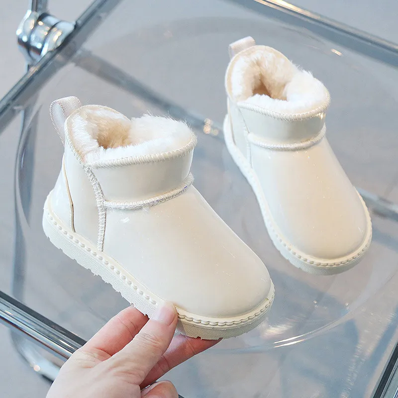 Winter Warm Baby Snow Boots for Girls Boys Fashion Bling Waterproof Boot Casual Thicken Plush Shoes Round-Toe Ankle Booties 2023