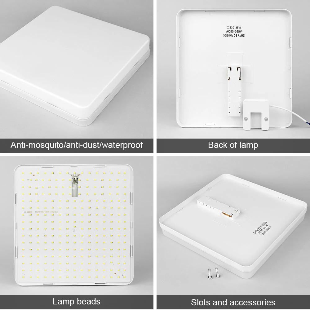 Imagem -02 - Luz de Teto Redonda Conduzida Ultrafina Lâmpada Quadrada Luzes da Cozinha Quarto Superfície do Banheiro Iluminação Doméstica 18w 24w 36w 48w