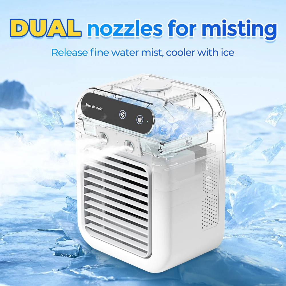 Portable Air Conditioner Mini Air Cooler Cooling Fan Air Conditioner Fan for Room Rechargeable Air Conditioning Humidifier Fan