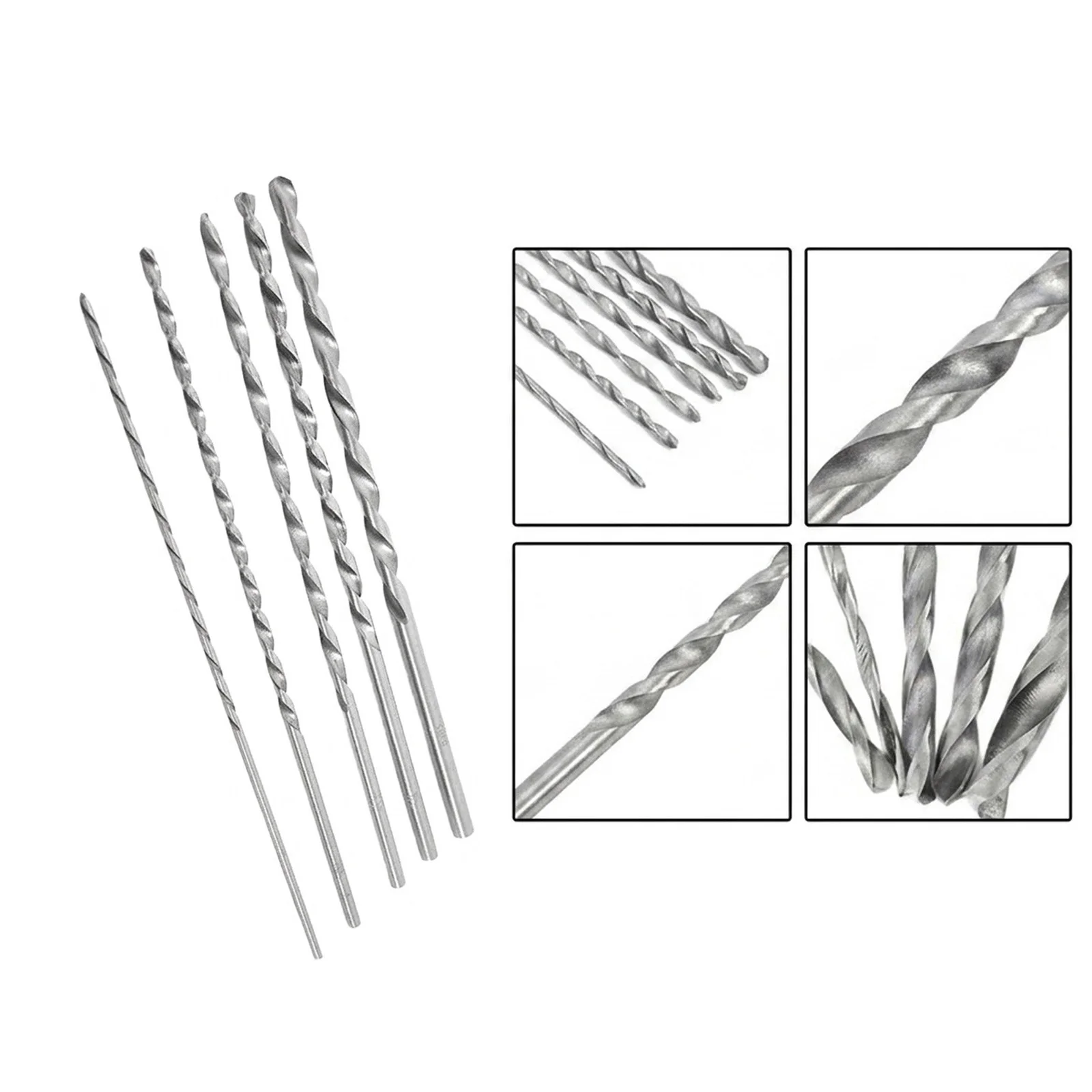 Extra Long Drill Bit 5PCS 200mm Hole Saw Cutter Drilling Kit HSS 6mm Metal Drilling Tool Set Suitable For Steel Aluminum Copper