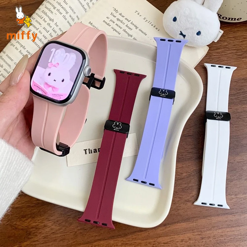 

Kawaii Miffy Watch Band Suitable for Iwatch Ultra 10 9 Multicolor Simplicity Magnetic Watch Band Anime Accessories Perfect Gifts