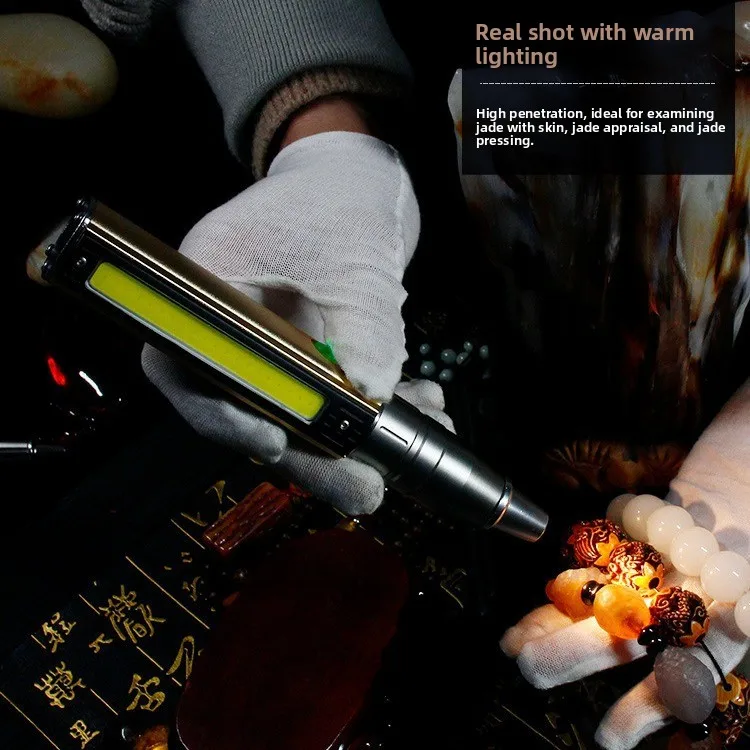 LED UV Appraisal Flashlight with Magnifier, Adjustable Brightness Torch for Jade, Emerald, Gemstone Fluorescent Inspection