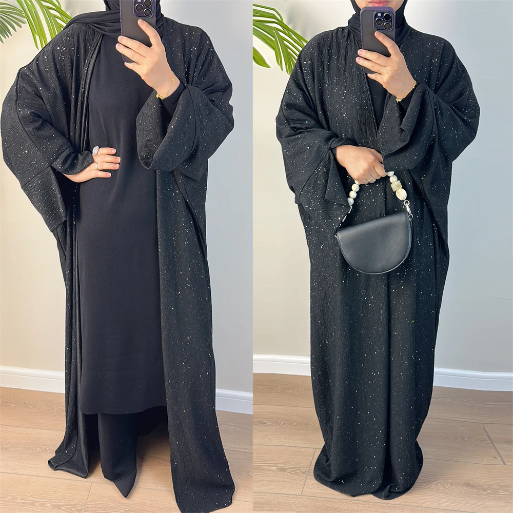 

Eid Open Abayas for Women Dubai Plain Causal Modest Crepe Abaya Kimono Turkey Muslim Hijab Dress Islamic Outfit Kaftan Robe