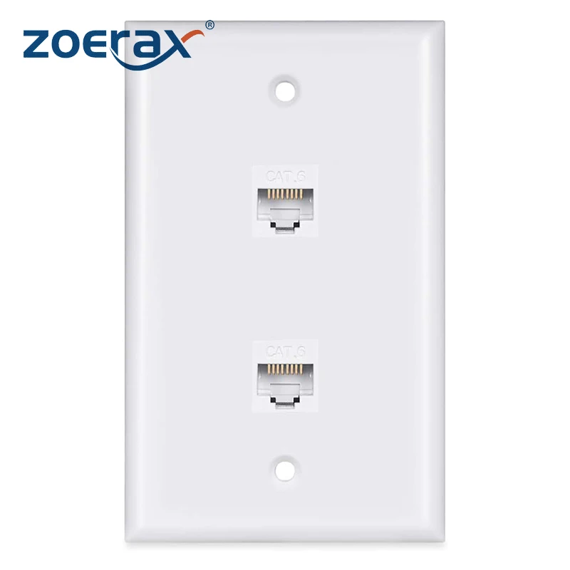 ZoeRax Cat 6 piringan dinding Ethernet wanita, pelat dinding Ethernet wanita dapat dilepas kompatibel dengan Cat6/5/5e Perangkat Ethernet-biru